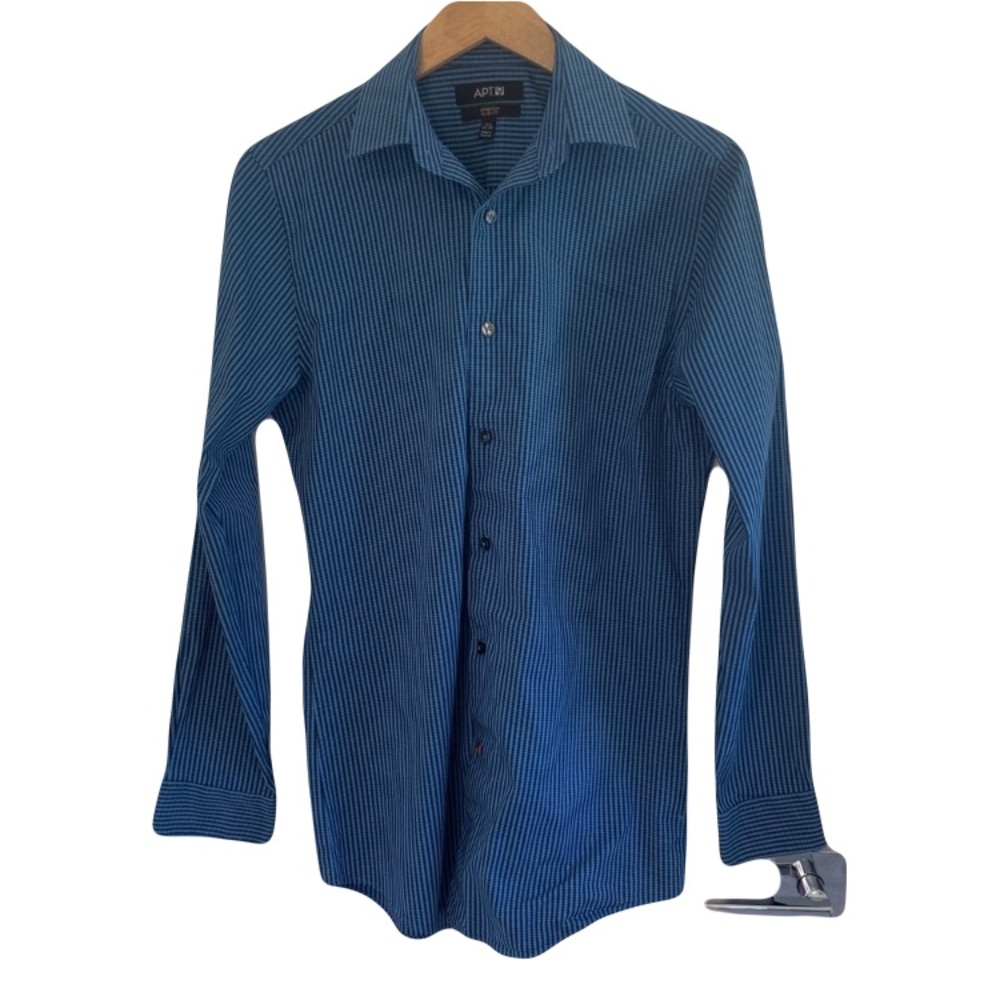 Apt 9 Blue and Black Long Sleeve Button Down Shirt Size 14.5